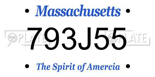 793J55 Massachusetts License Plate