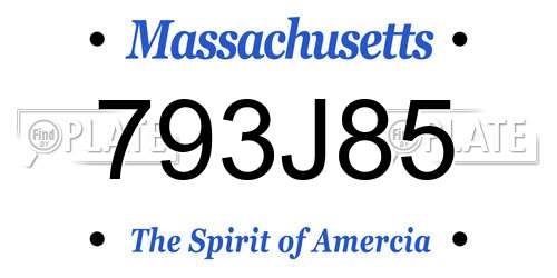 793J85 Massachusetts License Plate