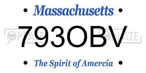 793OBV Massachusetts License Plate