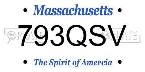 793QSV Massachusetts License Plate
