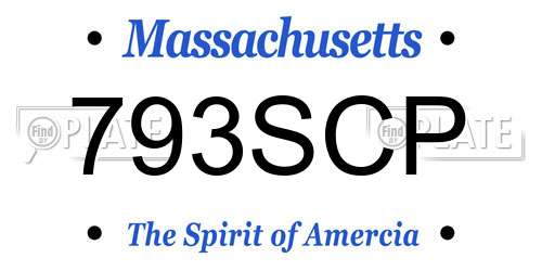 793SCP Massachusetts License Plate