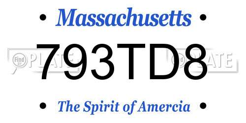 793TD8 Massachusetts License Plate