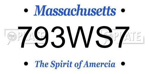 793WS7 Massachusetts License Plate