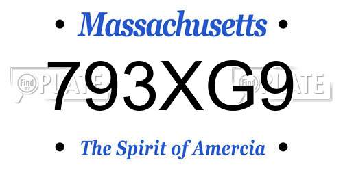793XG9 Massachusetts License Plate