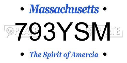 793YSM Massachusetts License Plate