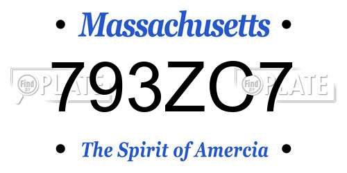 793ZC7 Massachusetts License Plate