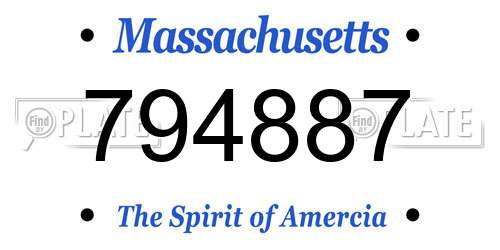 794887 Massachusetts License Plate