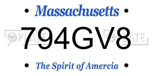 794GV8 Massachusetts License Plate