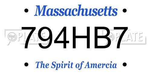 794HB7 Massachusetts License Plate