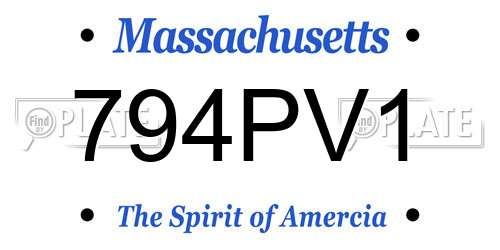 794PV1 Massachusetts License Plate