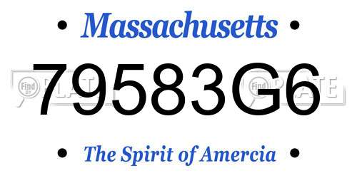 79583G6 Massachusetts License Plate