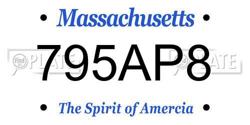 795AP8 Massachusetts License Plate