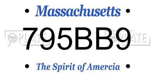 795BB9 Massachusetts License Plate
