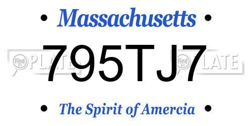 795TJ7 Massachusetts License Plate