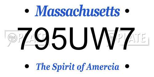 795UW7 Massachusetts License Plate