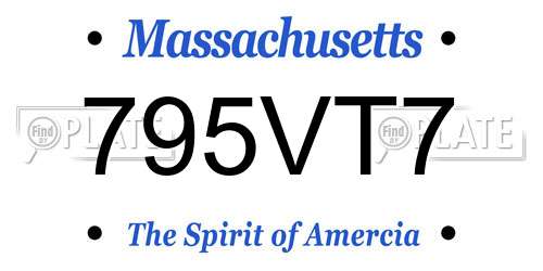 795VT7 Massachusetts License Plate