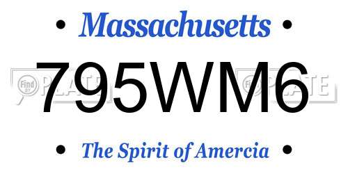 795WM6 Massachusetts License Plate