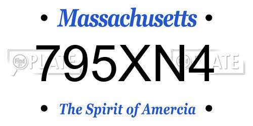 795XN4 Massachusetts License Plate