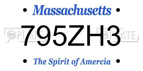 795ZH3 Massachusetts License Plate