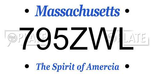 795ZWL Massachusetts License Plate