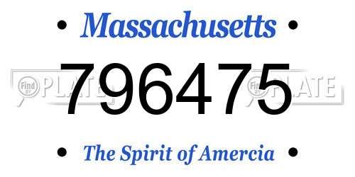 796475 Massachusetts License Plate