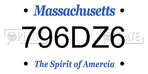 796DZ6 Massachusetts License Plate