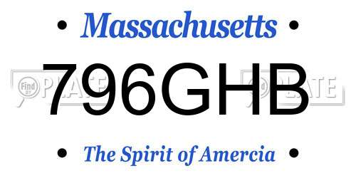796GHB Massachusetts License Plate