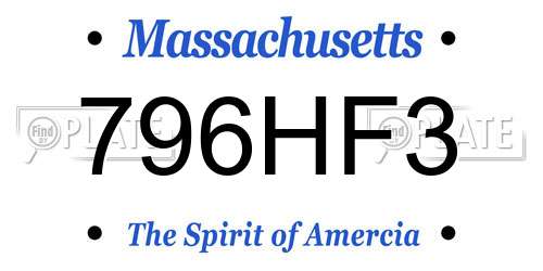 796HF3 Massachusetts License Plate