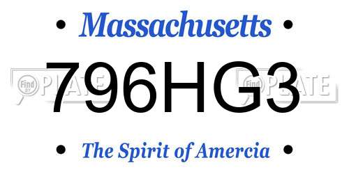 796HG3 Massachusetts License Plate