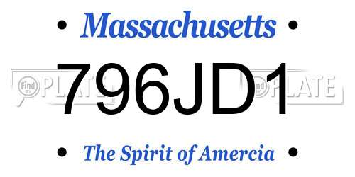 796JD1 Massachusetts License Plate