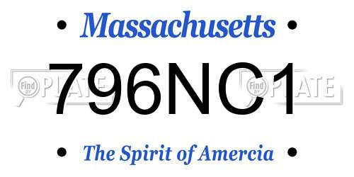 796NC1 Massachusetts License Plate