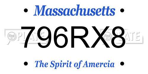 796RX8 Massachusetts License Plate
