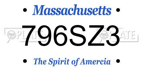 796SZ3 Massachusetts License Plate