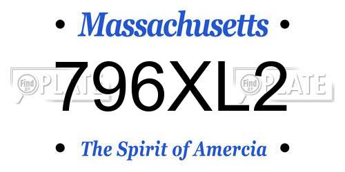 796XL2 Massachusetts License Plate