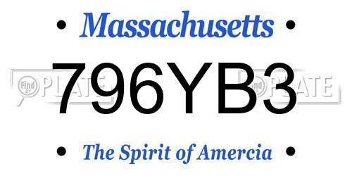 796YB3 Massachusetts License Plate
