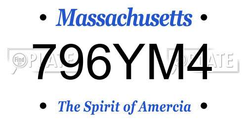 796YM4 Massachusetts License Plate