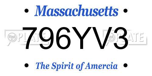 796YV3 Massachusetts License Plate