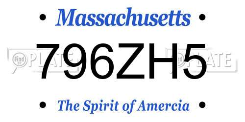 796ZH5 Massachusetts License Plate