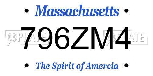 796ZM4 Massachusetts License Plate