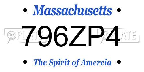 796ZP4 Massachusetts License Plate
