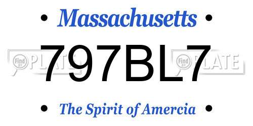 797BL7 Massachusetts License Plate