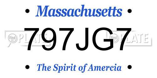 797JG7 Massachusetts License Plate