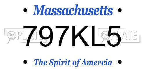 797KL5 Massachusetts License Plate