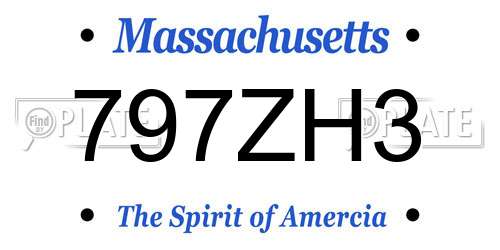 797ZH3 Massachusetts License Plate