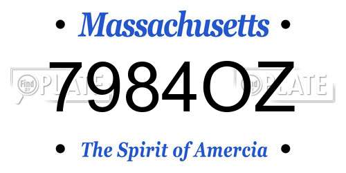 7984OZ Massachusetts License Plate
