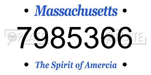 7985366 Massachusetts License Plate
