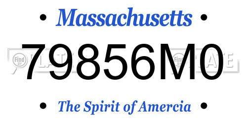 79856M0 Massachusetts License Plate