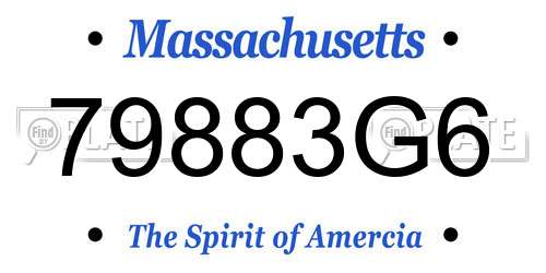 79883G6 Massachusetts License Plate