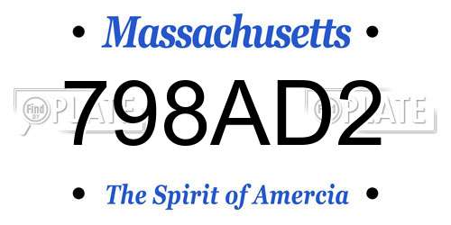 798AD2 Massachusetts License Plate