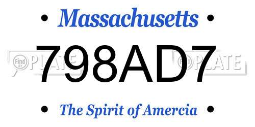 798AD7 Massachusetts License Plate